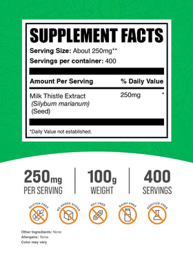 BulkSupplements Extrait de Chardon-Marie Poudre 100g emballage