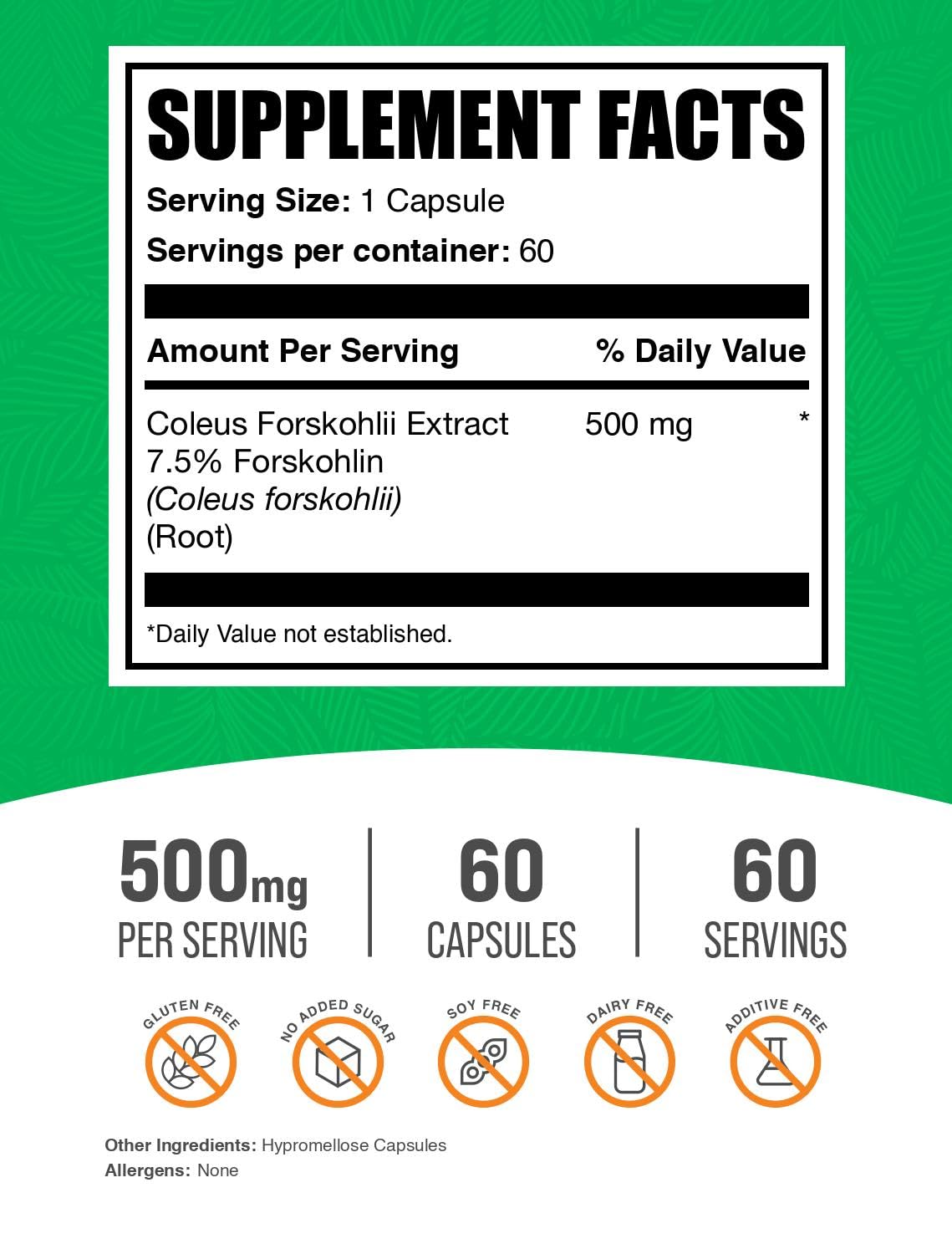 BulkSupplements Extrait de Coleus Forskohlii capsules ouvertes
