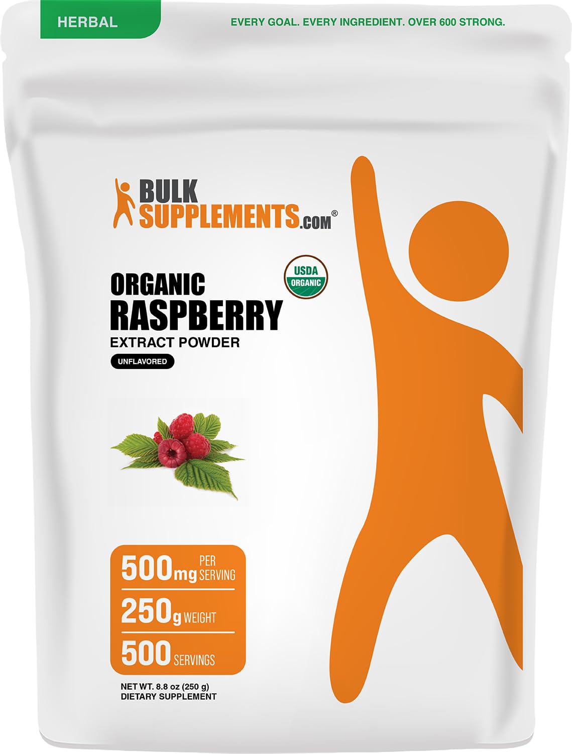 BulkSupplements Extrait de Framboise Bio 250g vue avant
