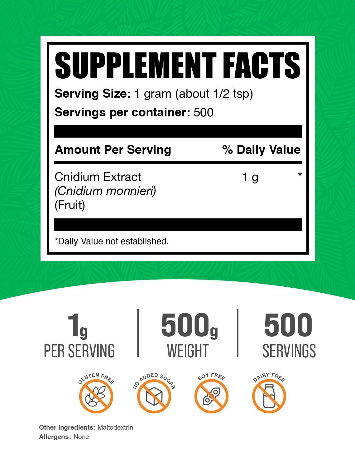 BulkSupplements Extrait de Fruit de Cnidium 500g emballage