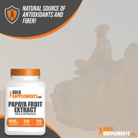 BulkSupplements Extrait de Fruit de Papaye 1000mg gélules sur une table