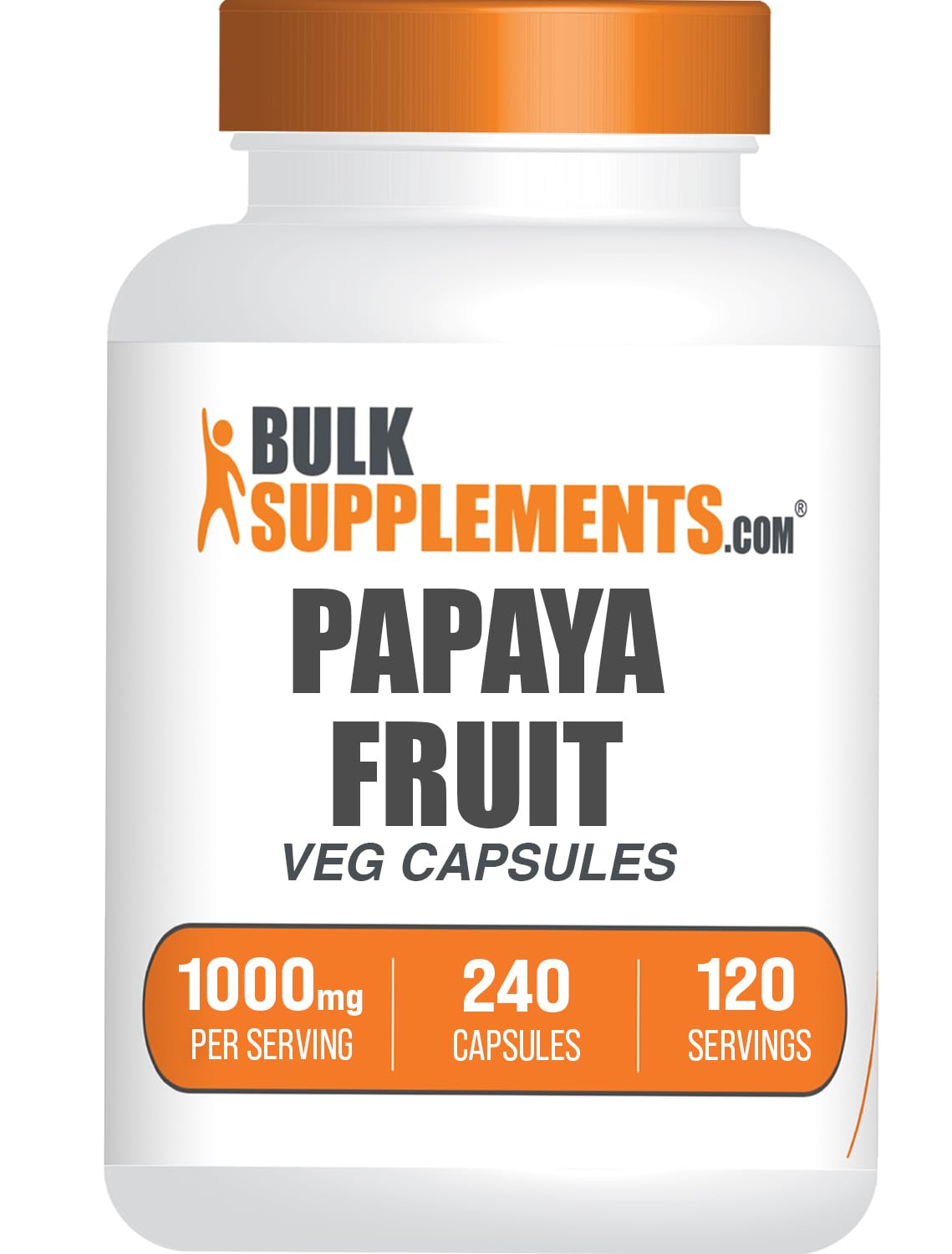 BulkSupplements Extrait de Fruit de Papaye 1000mg gélules vue de face