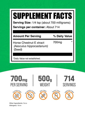 BulkSupplements Extrait de Marron d'Inde 500g, détail de la poudre