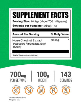BulkSupplements Extrait de Marronnier d'Inde en Poudre 100g avec mesure