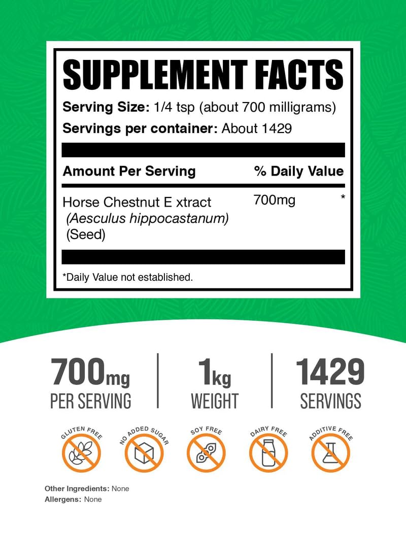 BulkSupplements Extrait de Marronnier d'Inde Poudre 700mg par portion