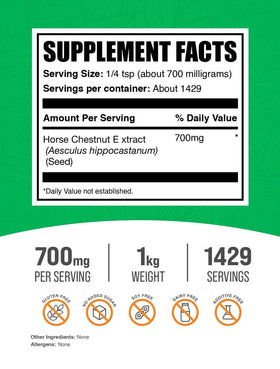 BulkSupplements Extrait de Marronnier d'Inde Poudre 700mg par portion