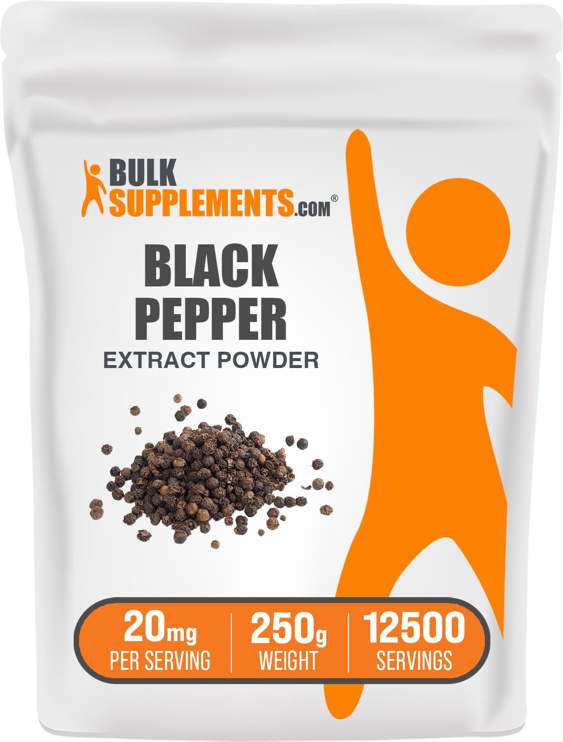 BulkSupplements Extrait de Poivre Noir 250g paquet avant vue