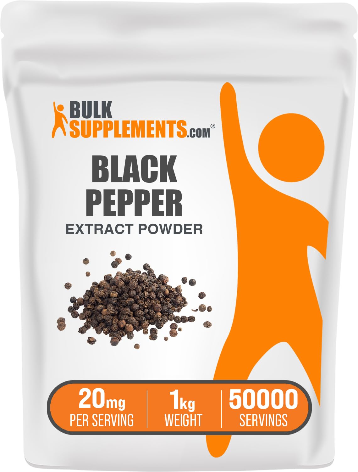 BulkSupplements extrait de poivre noir en poudre 1kg vue avant
