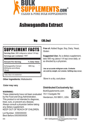 BulkSupplements Extrait de Racine d'Ashwagandha 1kg en utilisation