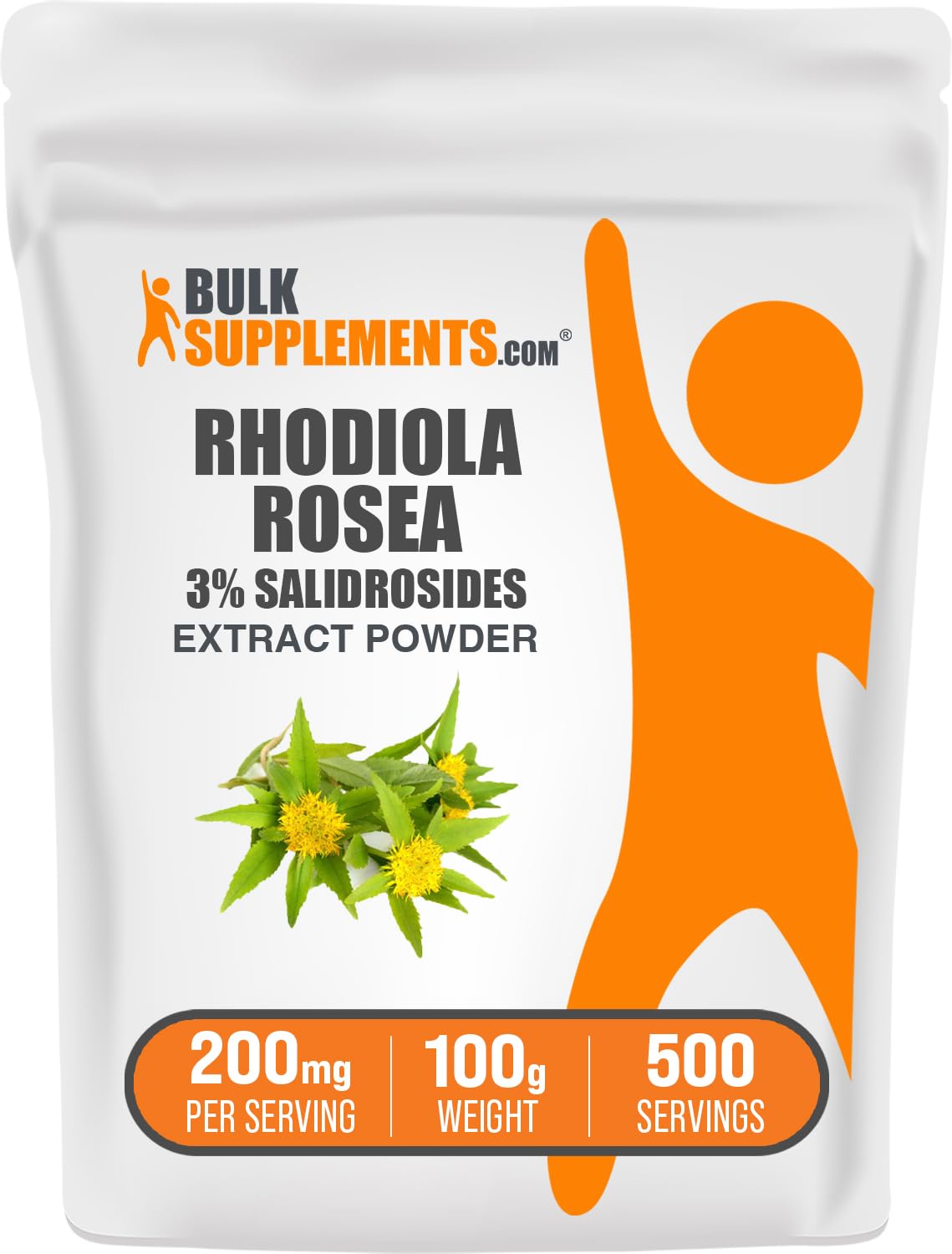 BulkSupplements Extrait de Rhodiola en Poudre 200mg vue avant
