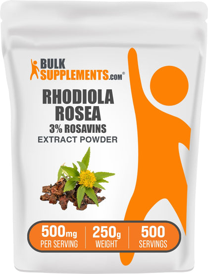 BulkSupplements Extrait de Rhodiola Rosea 250g vue de face