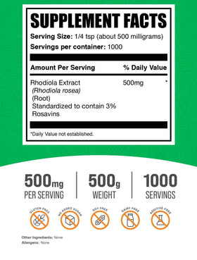 BulkSupplements Extrait de Rhodiola Rosea 500g - vue arrière