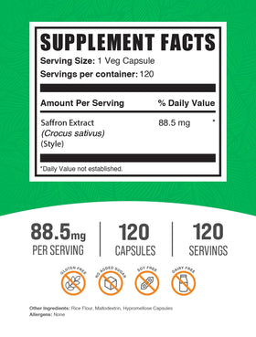 BulkSupplements Extrait de Safran 120 Capsules Végétales - emballage