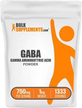 BulkSupplements GABA Poudre 1kg vue avant avec étiquette