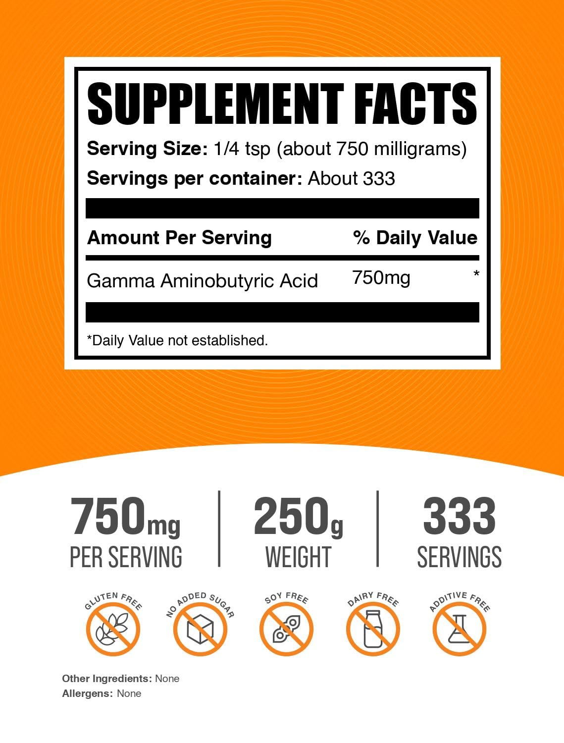 BulkSupplements GABA poudre 750mg par portion