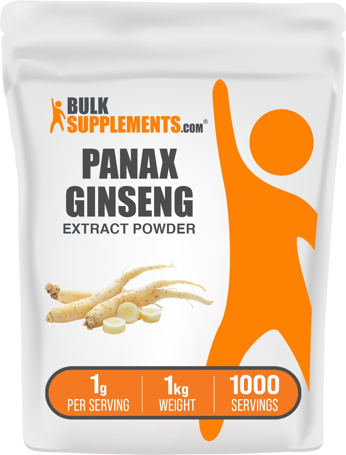 BulkSupplements Ginseng Root Extract en poudre 1kg, emballage avant