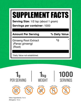BulkSupplements Ginseng Root Extract en poudre, vue de côté