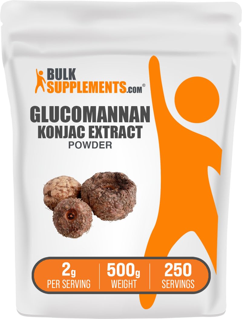 BulkSupplements Glucomannan Poudre 500g vue avant avec emballage