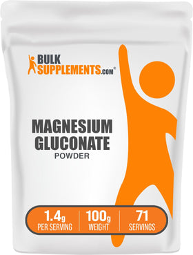 BulkSupplements Gluconate de Magnésium 100g - vue avant du paquet