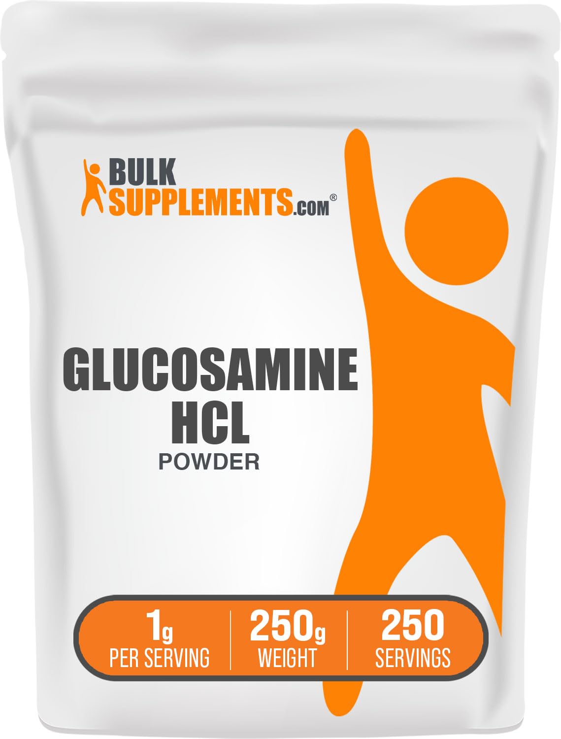BulkSupplements Glucosamine HCl Poudre 250g vue de face
