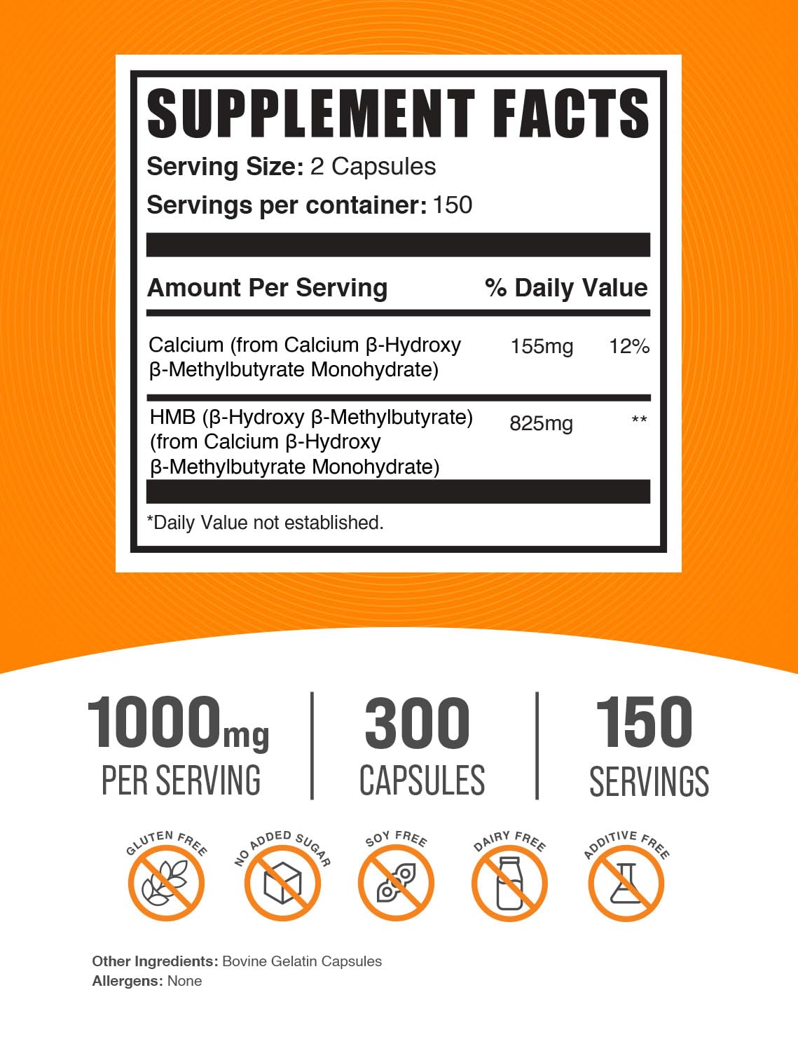 BulkSupplements HMB Capsules 1000mg nutritional information