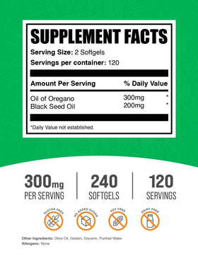 BulkSupplements Huile d'Origan Softgels 240 Comprimés vue arrière