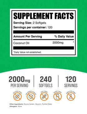 BulkSupplements Huile de Coco Softgels 2000mg - gélules dans une cuillère