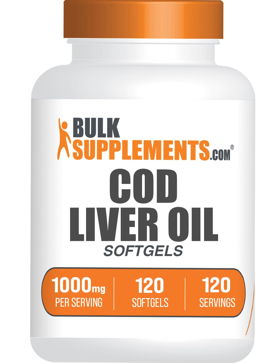 BulkSupplements Huile de Foie de Morue 1000mg gélules, vue de face