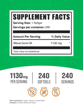 BulkSupplements Huile de Germe de Blé 1130mg gélules vue de côté