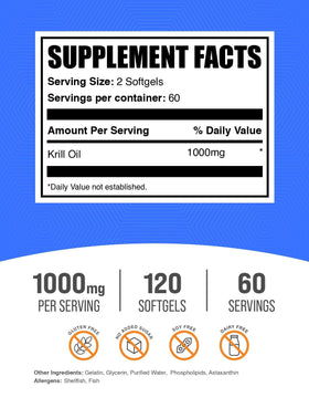 BulkSupplements Huile de Krill 1000mg Softgels avec étiquette