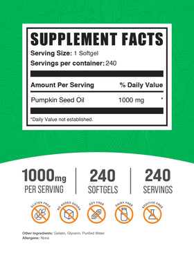 BulkSupplements huile de pépin de citrouille 1000mg softgels vue arrière