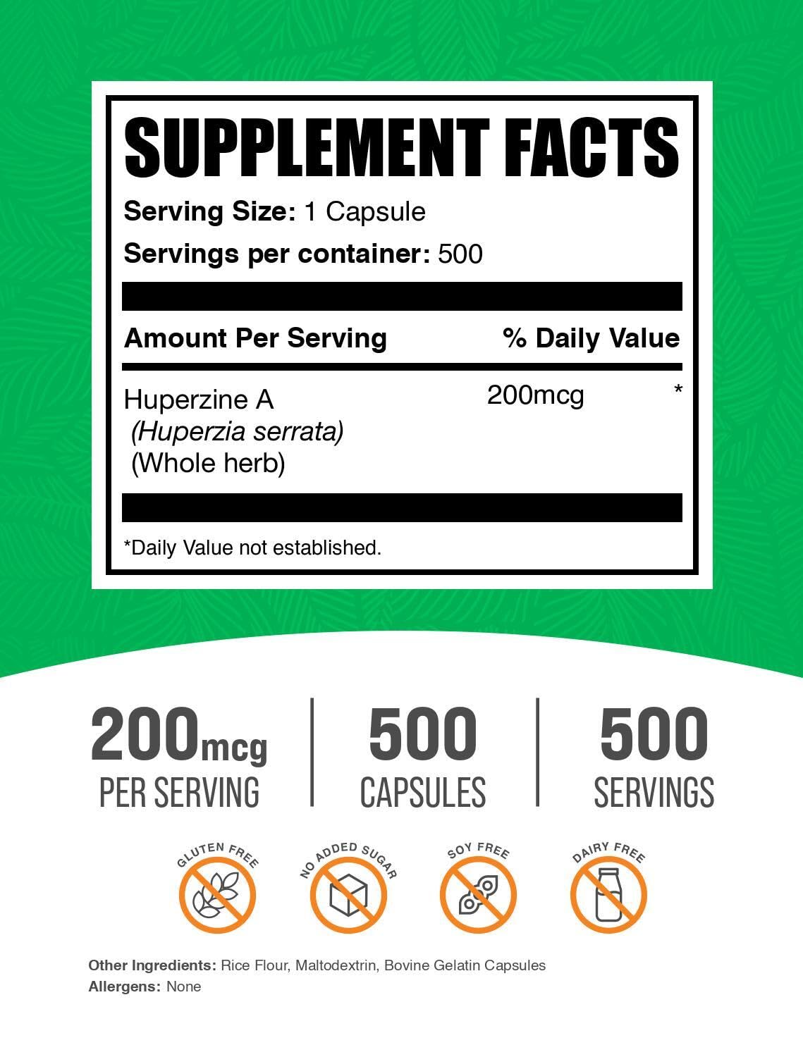 BulkSupplements Huperzine A capsule bottle side view