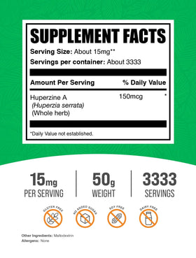 BulkSupplements Huperzine A Poudre 50g vue de côté