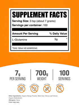BulkSupplements L-Glutamine Poudre emballage arrière