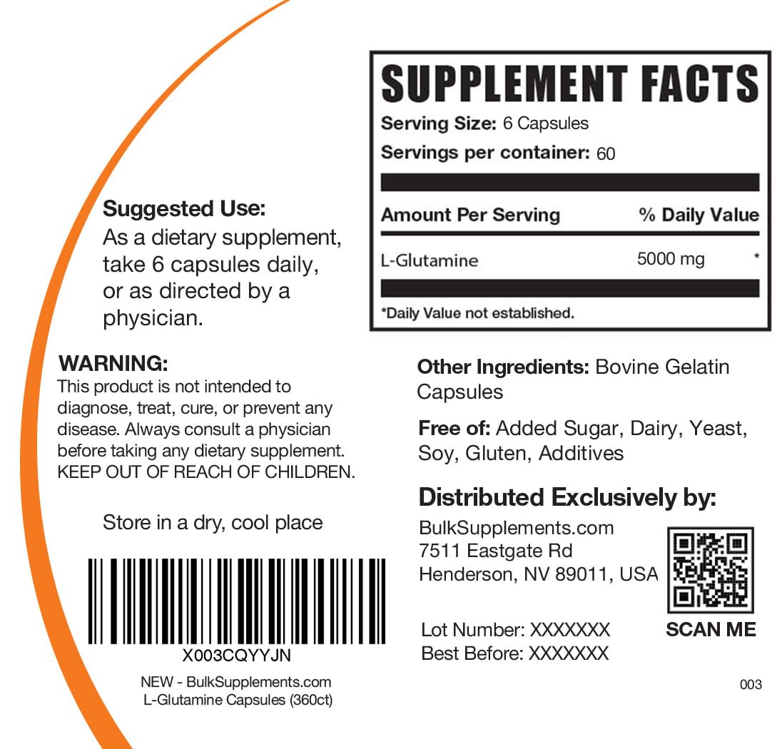 BulkSupplements L-Glutamine sur fond neutre