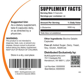 BulkSupplements L-Glutamine sur fond neutre