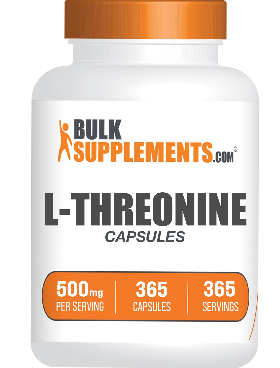 BulkSupplements L-Threonine 500mg capsules front view