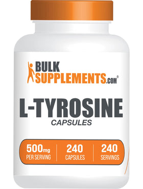 BulkSupplements L-Tyrosine 500mg capsules, vue de face