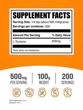 BulkSupplements L-Tyrosine Poudre 500mg présentation du produit