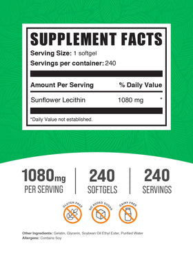 BulkSupplements Lecithine de Tournesol 1080mg gélules arrière