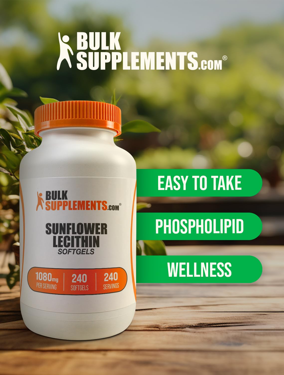 BulkSupplements Lecithine de Tournesol 1080mg gélules dans une main
