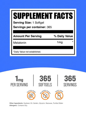 BulkSupplements Mélatonine 1mg gélules souples emballage