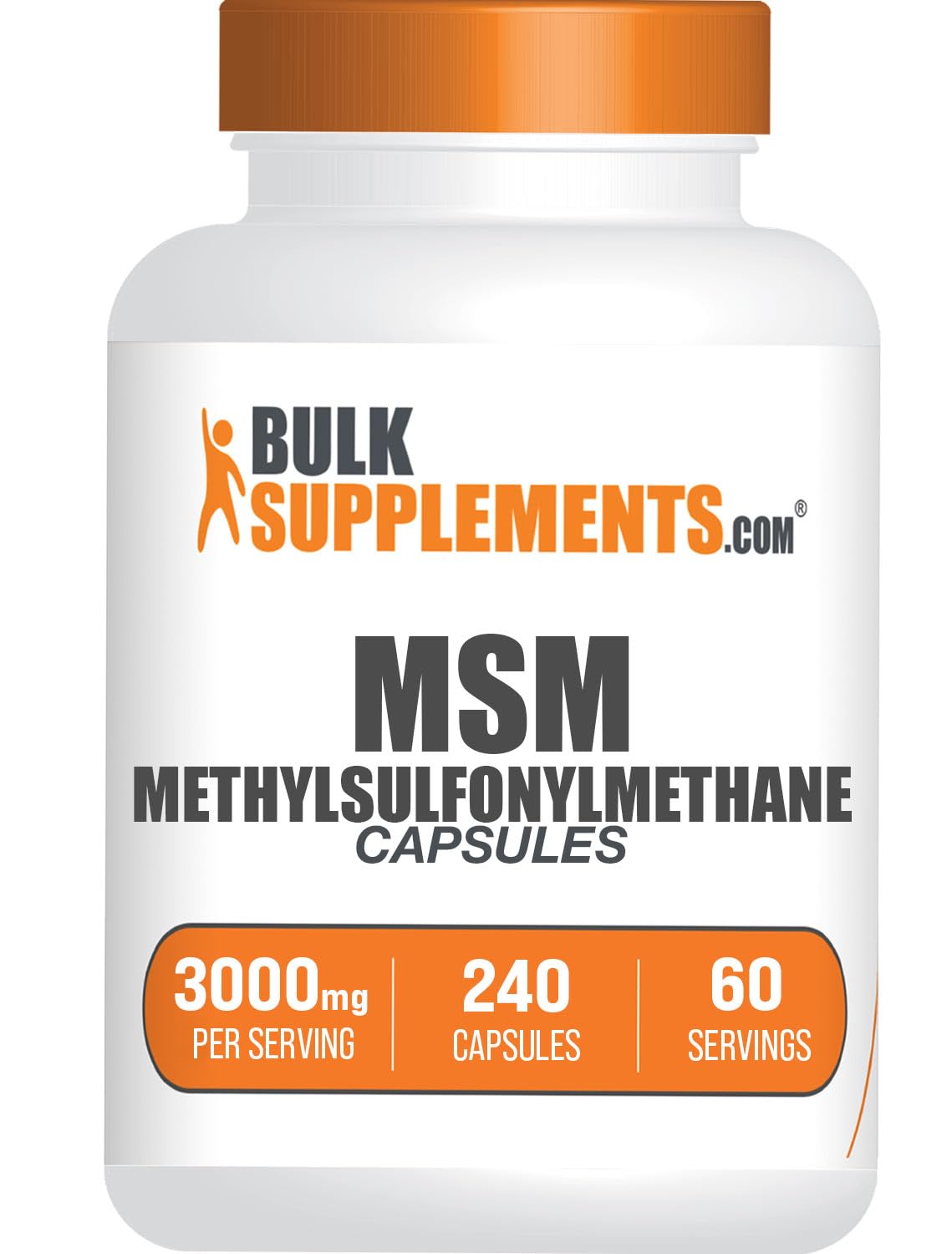 BulkSupplements MSM Capsules 3000mg bouteille vue avant
