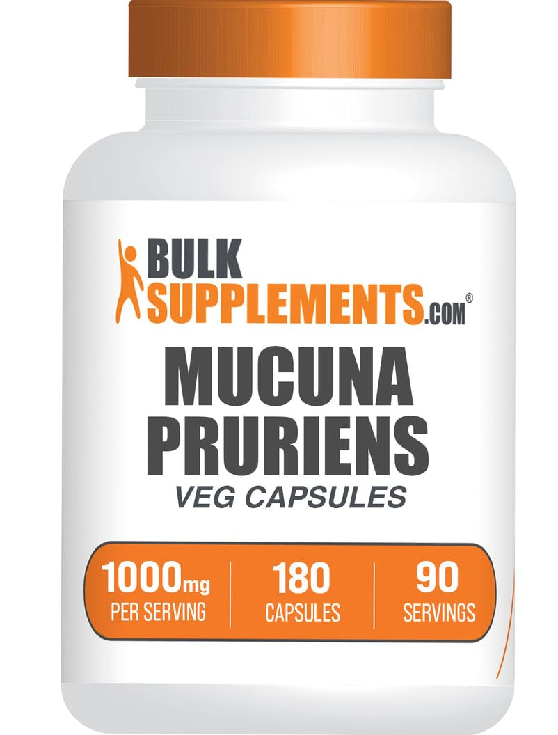 BulkSupplements Mucuna Pruriens Capsules 1000mg 180 Count front view