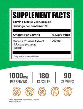 BulkSupplements Mucuna Pruriens Capsules 1000mg side view