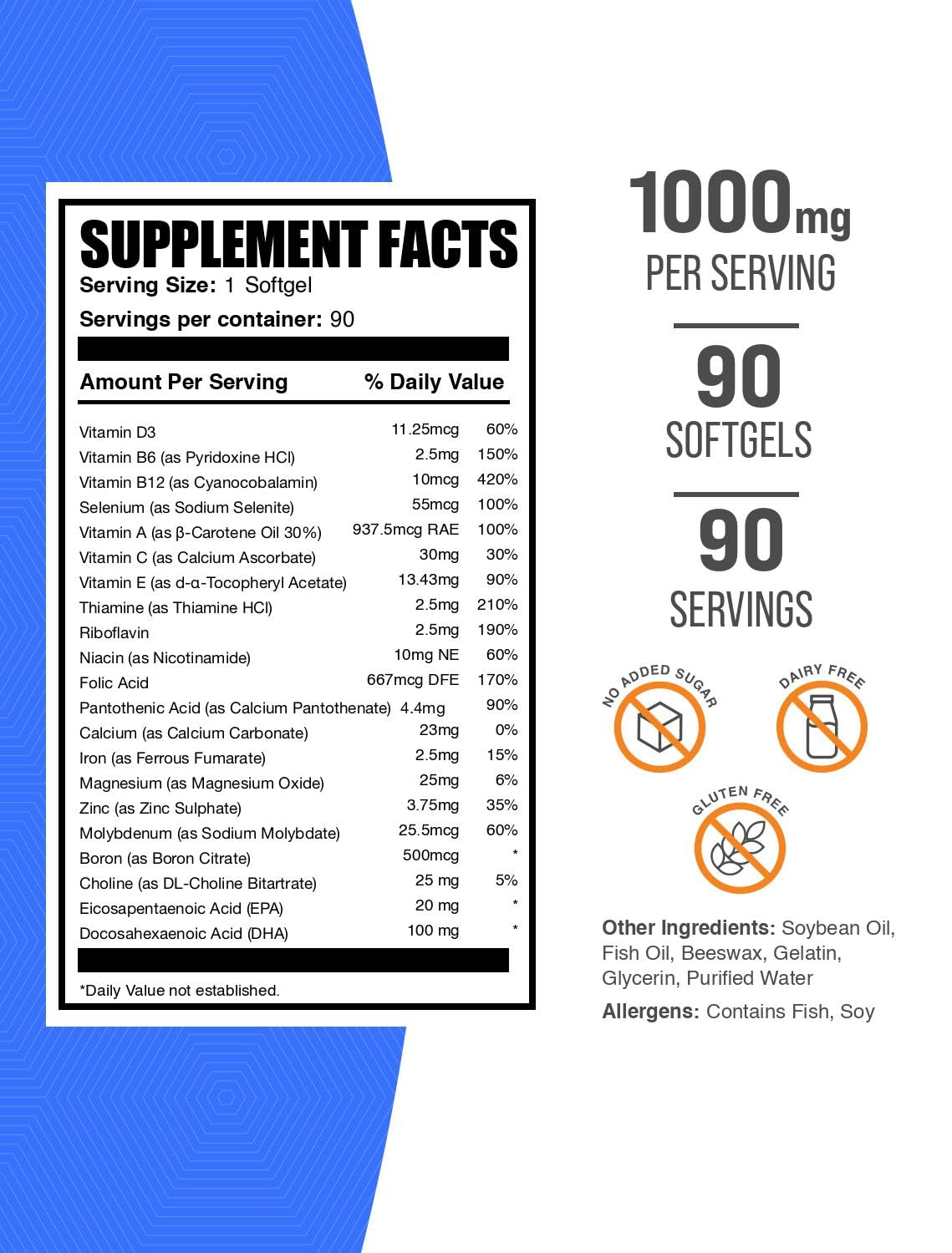 BulkSupplements Multivitamine pour Femmes Softgel 1000mg packaging