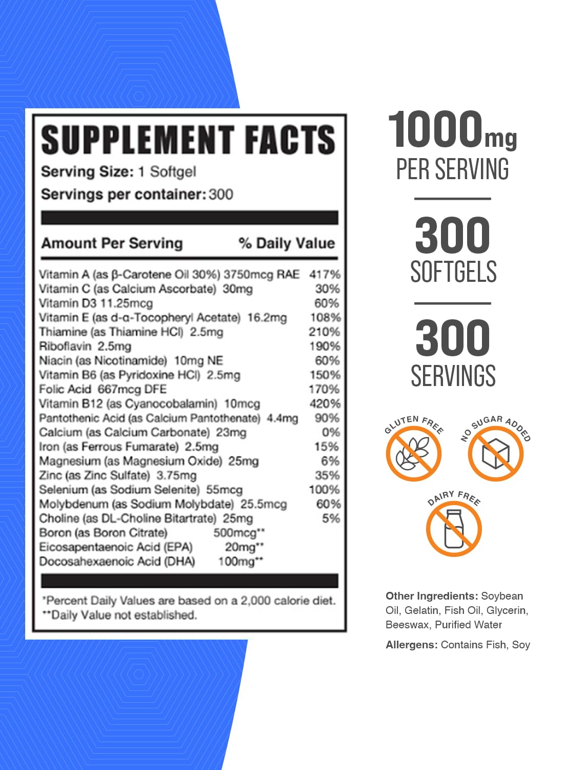 BulkSupplements Multivitamines pour Femmes 300 Softgels vue arrière