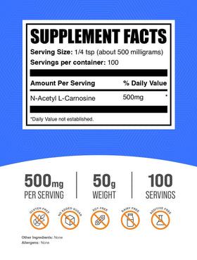 BulkSupplements N-Acetyl L-Carnosine poudre 500mg en cuillère