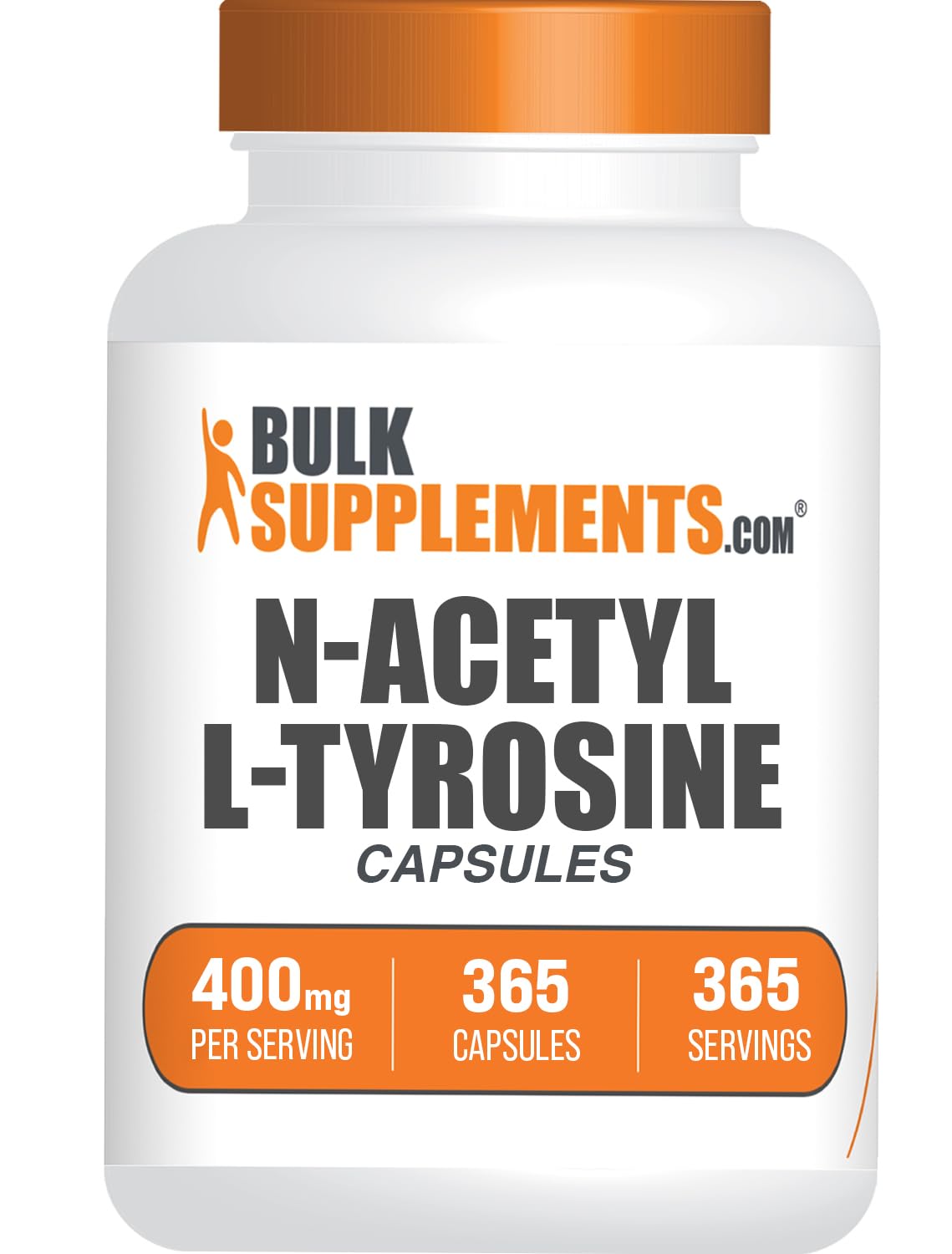 BulkSupplements N-Acetyl L-Tyrosine Capsules 400mg packaging front view