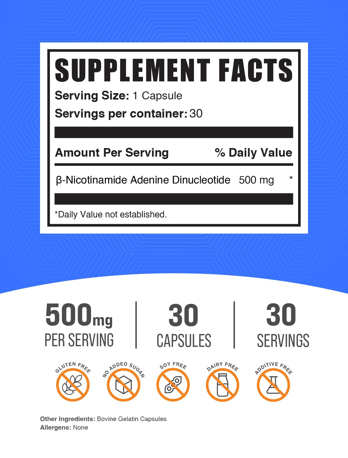 BulkSupplements NAD Capsules 500mg avec étiquette